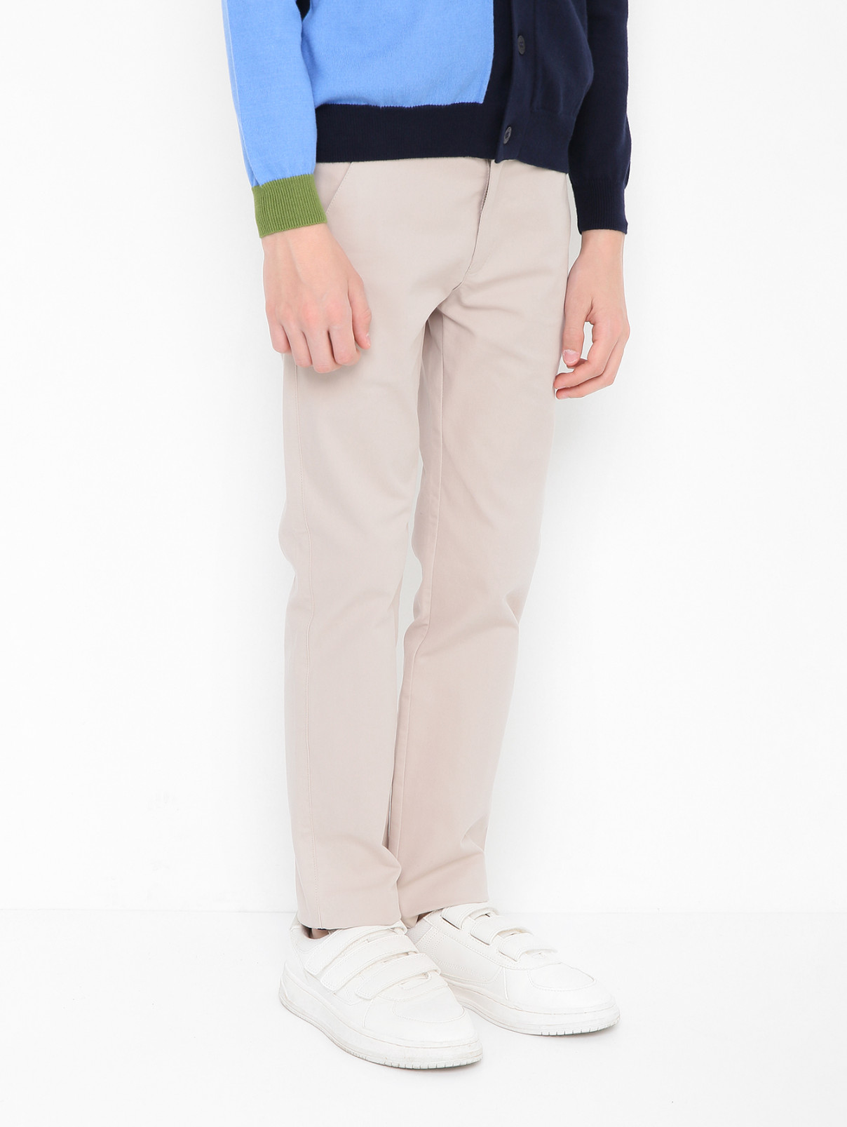 Однотонные брюки из хлопка Lapin House  –  МодельВерхНиз  – Цвет:  Бежевый