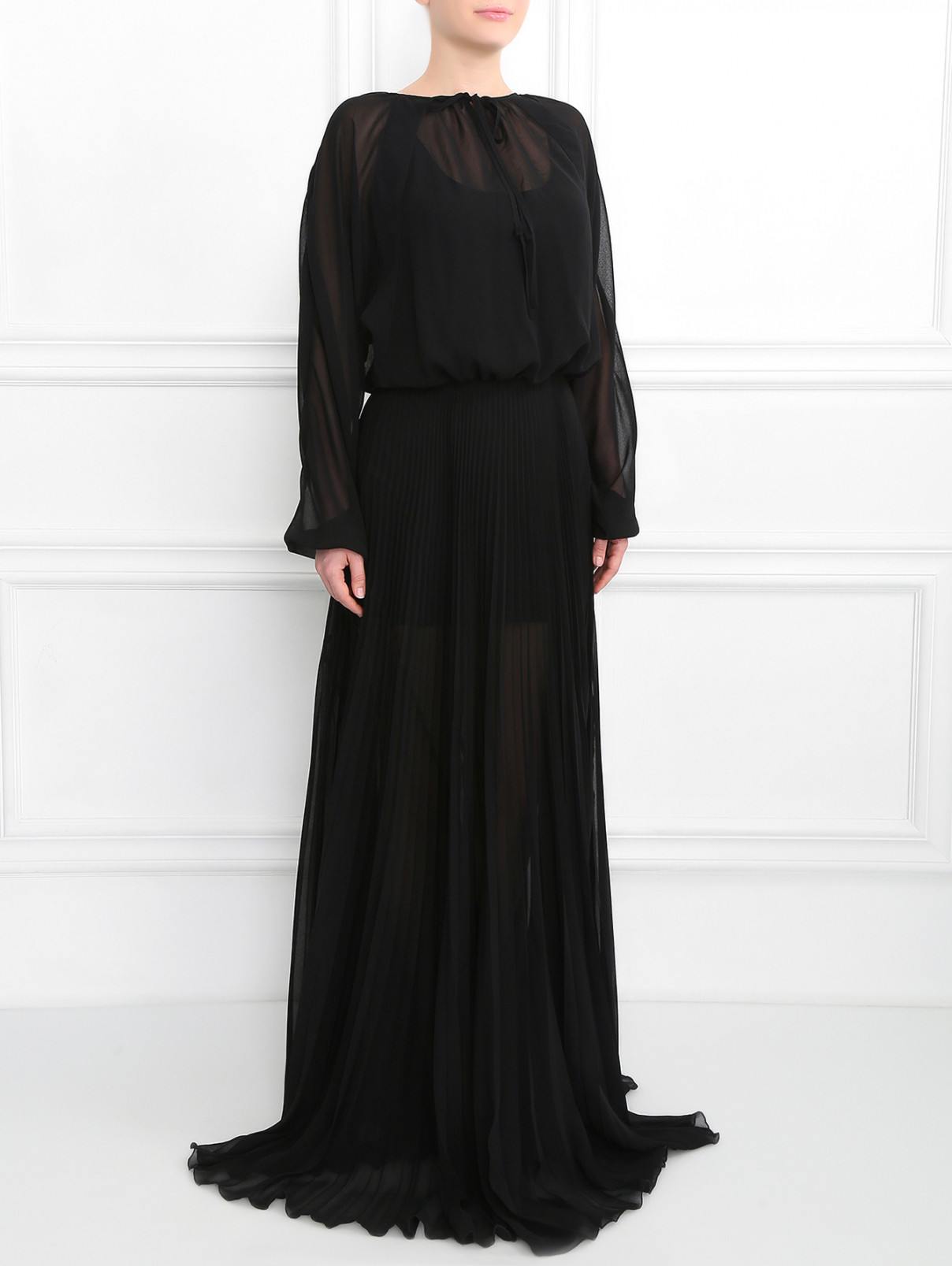 Платье-макси с длинным рукавом Jean Paul Gaultier  –  Модель Общий вид  – Цвет:  Черный