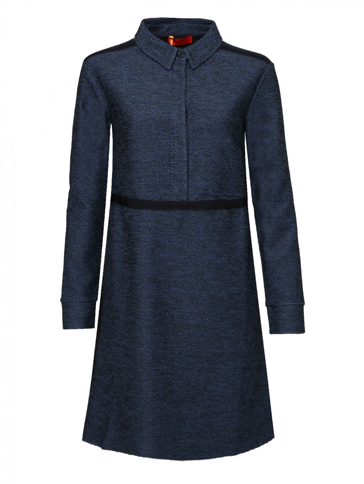 Платье трикотажное прямого кроя из хлопка Max&Co  –  Общий вид  – Цвет:  Синий