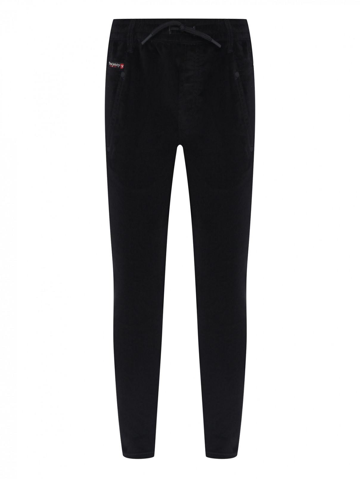 Трикотажные бархатные брюки Diesel  –  Общий вид  – Цвет:  Черный
