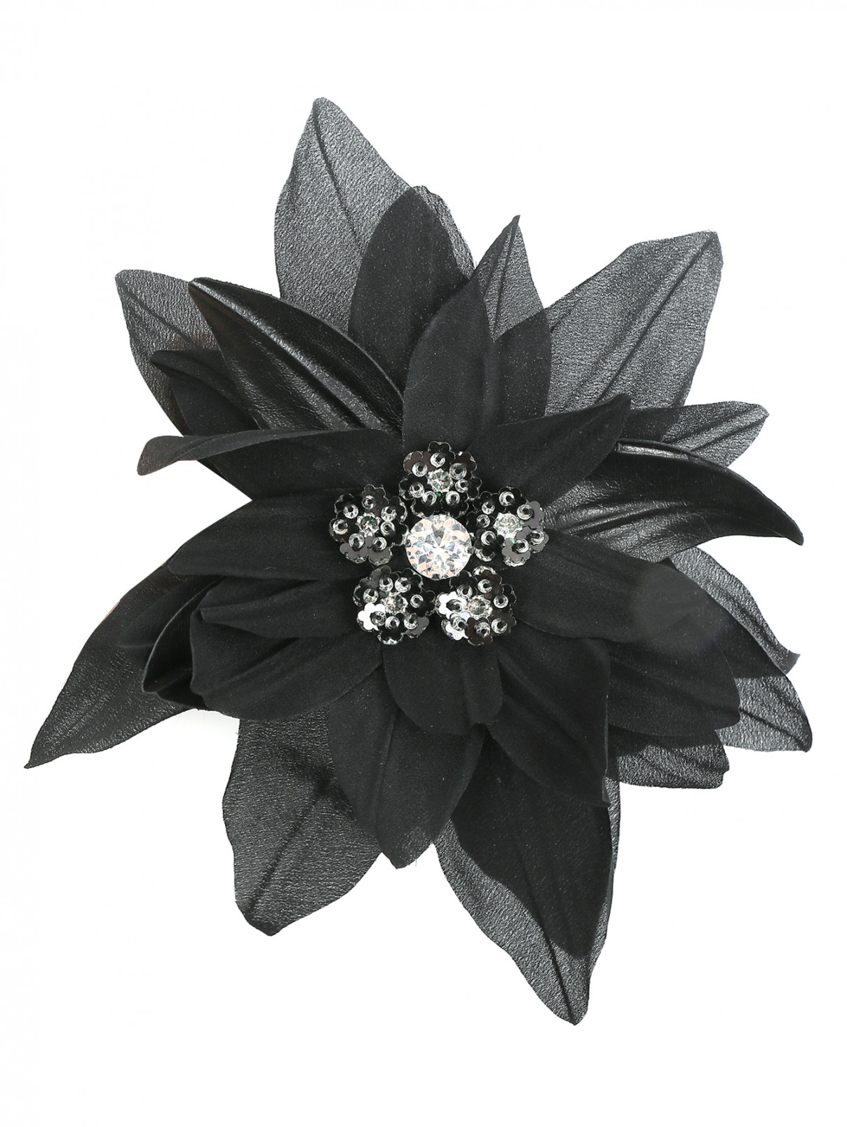 Брошь из текстиля декорированная кристаллами Weekend Max Mara  –  Общий вид  – Цвет:  Черный
