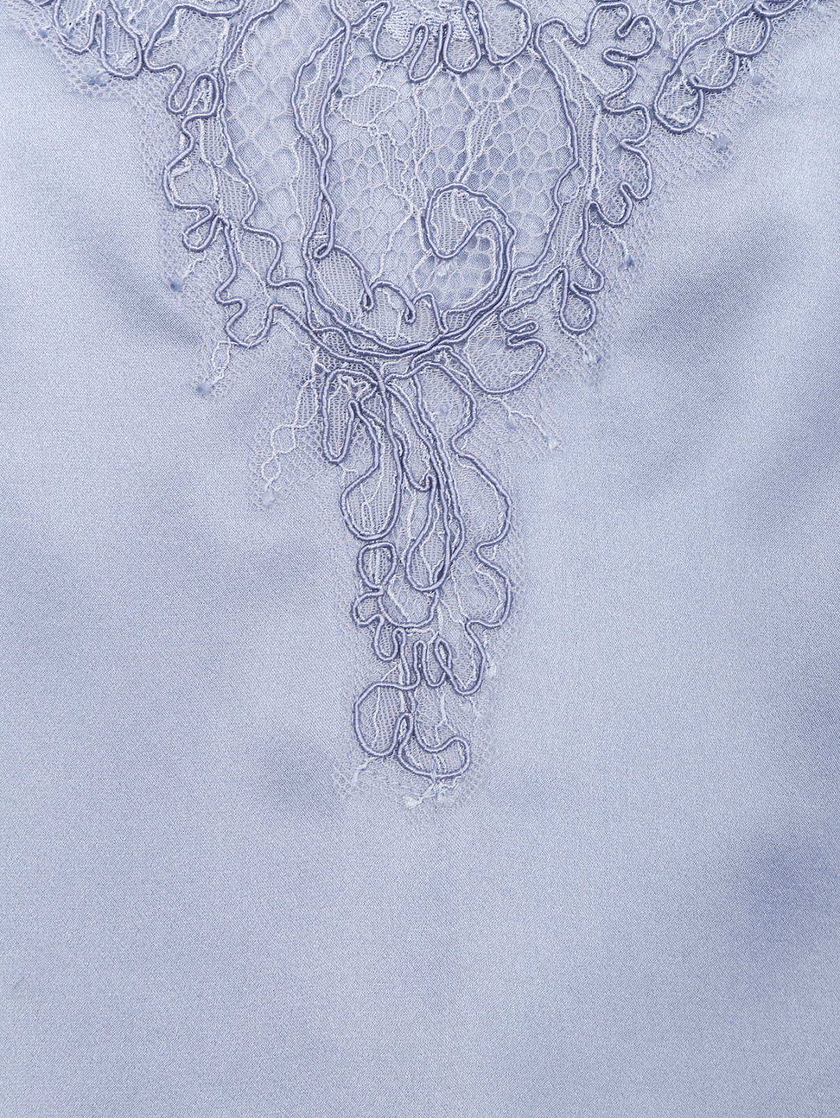 Топ из шелка с кружевной отделкой Luisa Spagnoli  –  Деталь1  – Цвет:  Синий