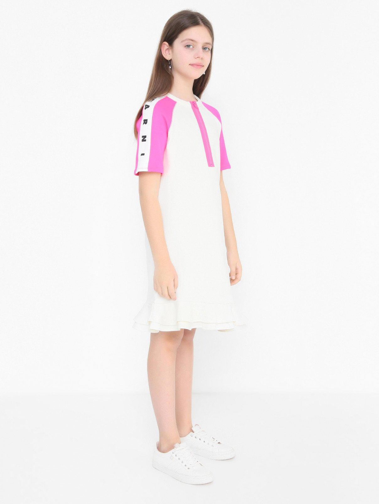 Трикотажное платье с молнией Marni  –  МодельВерхНиз  – Цвет:  Белый