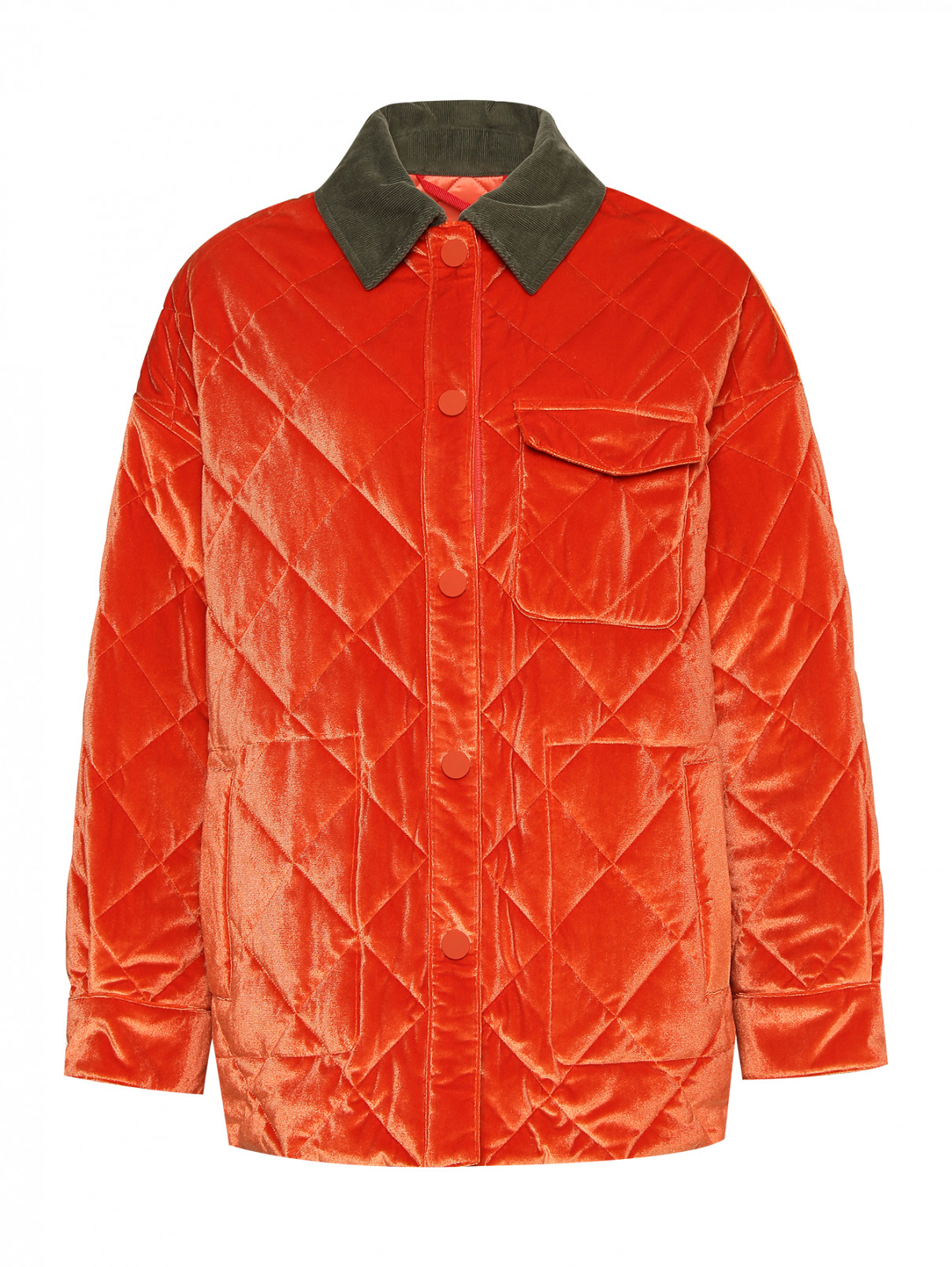Стеганая куртка на кнопках Max&Co  –  Общий вид  – Цвет:  Оранжевый