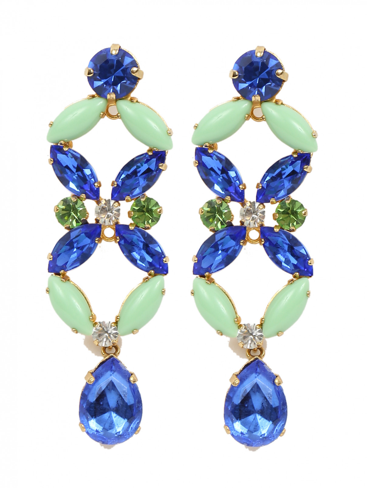 Серьги из металла декорированные кристаллами Silvia Gnecchi  –  Общий вид  – Цвет:  Синий