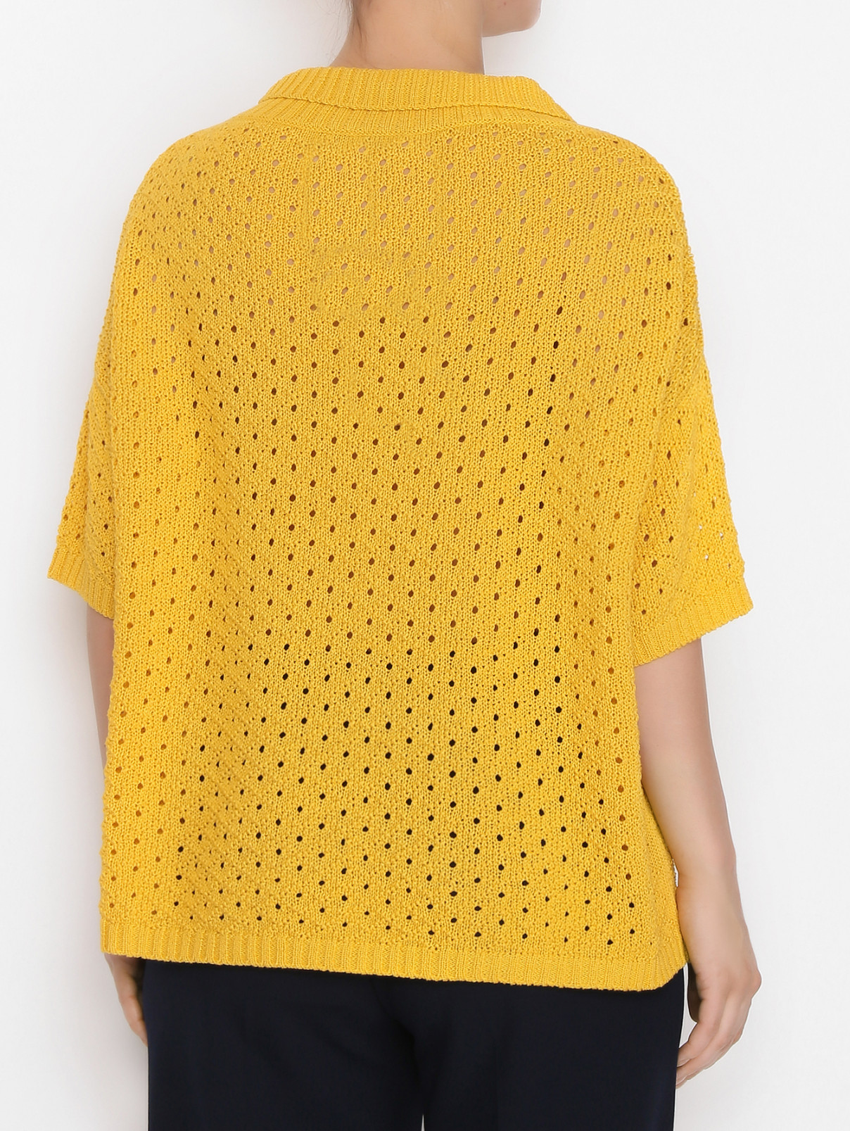 Джемпер из хлопка мелкой вязки Marina Rinaldi  –  МодельВерхНиз1  – Цвет:  Желтый