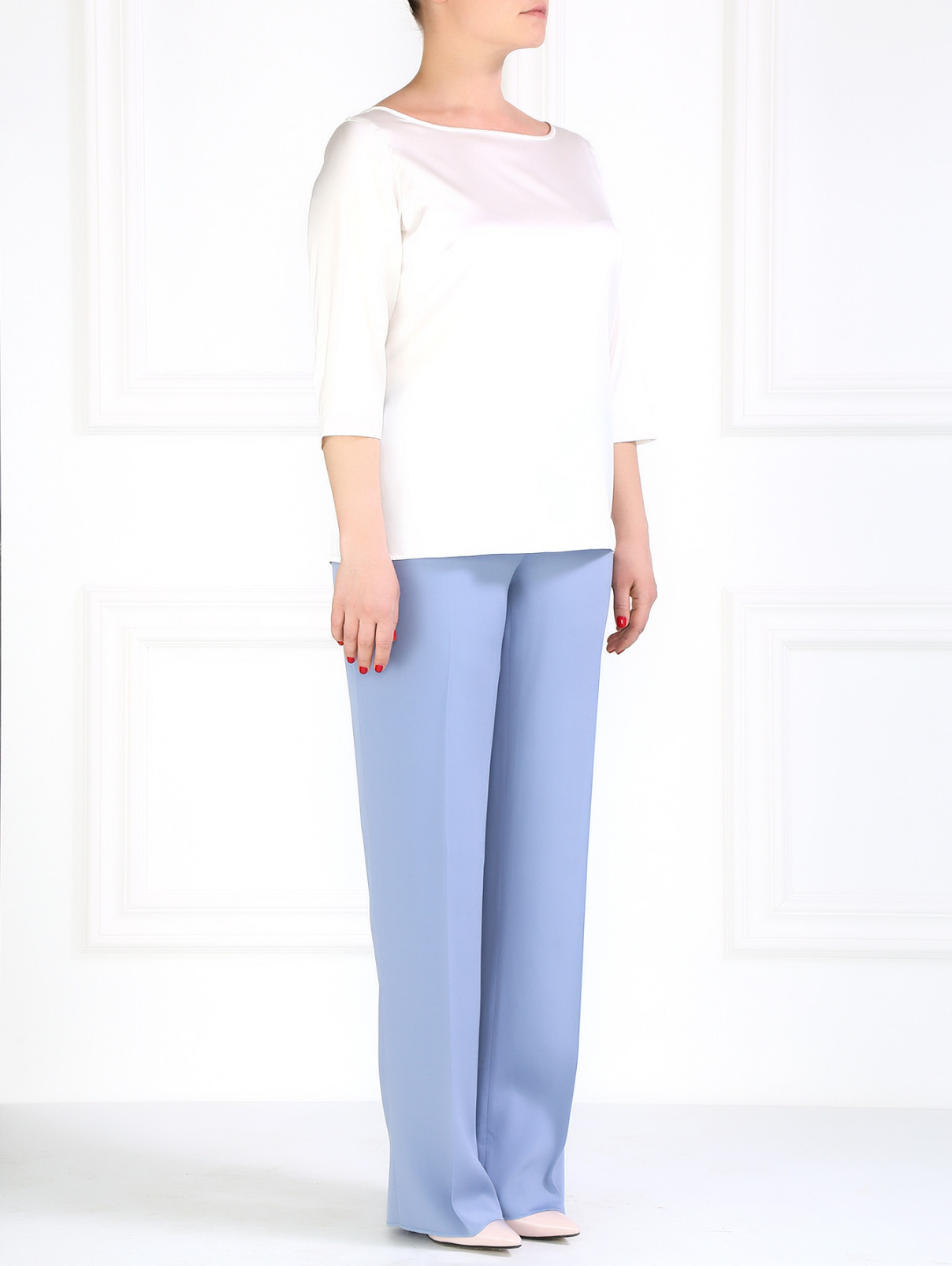 Шелковая блуза с рукавом 3/4 Marina Rinaldi  –  Модель Общий вид  – Цвет:  Белый