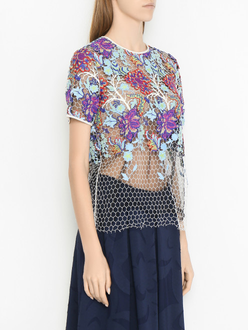Блуза с короткими рукавами с цветочным узором Diane von Furstenberg - МодельВерхНиз
