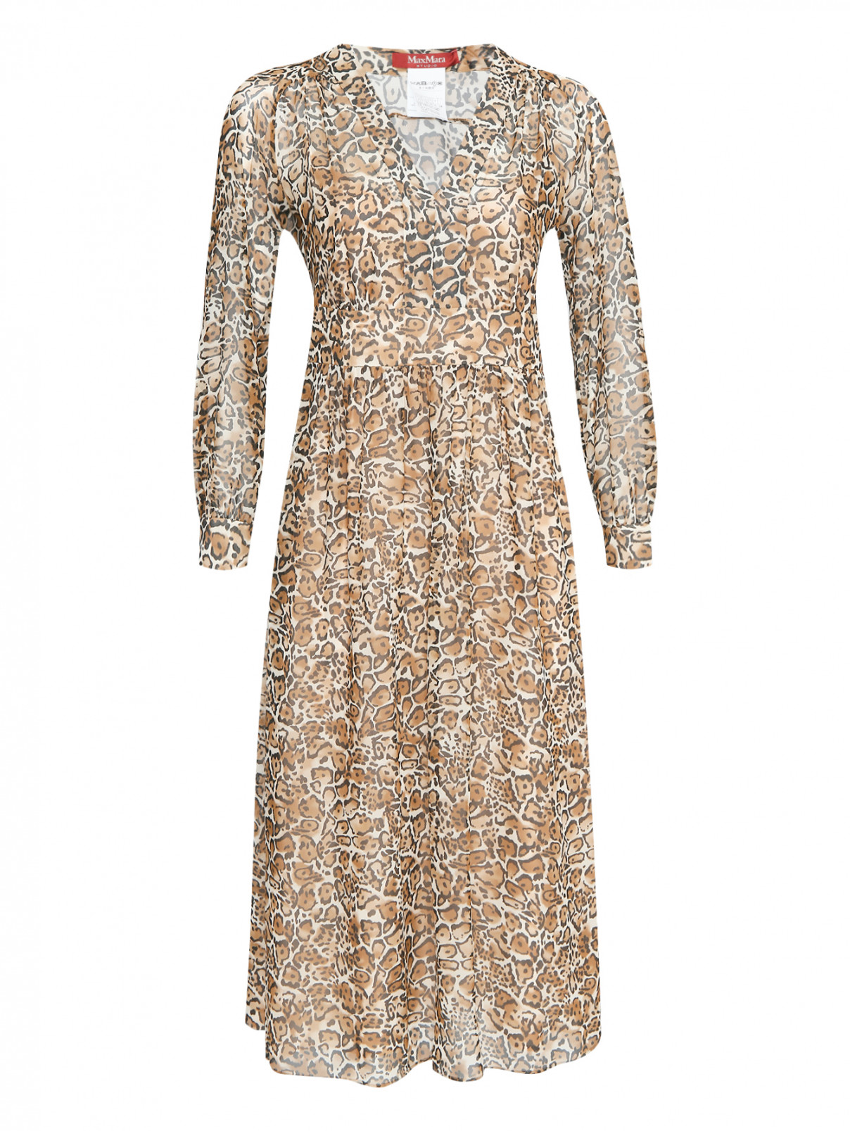 Платье-миди из шелка с узором Max Mara  –  Общий вид  – Цвет:  Узор