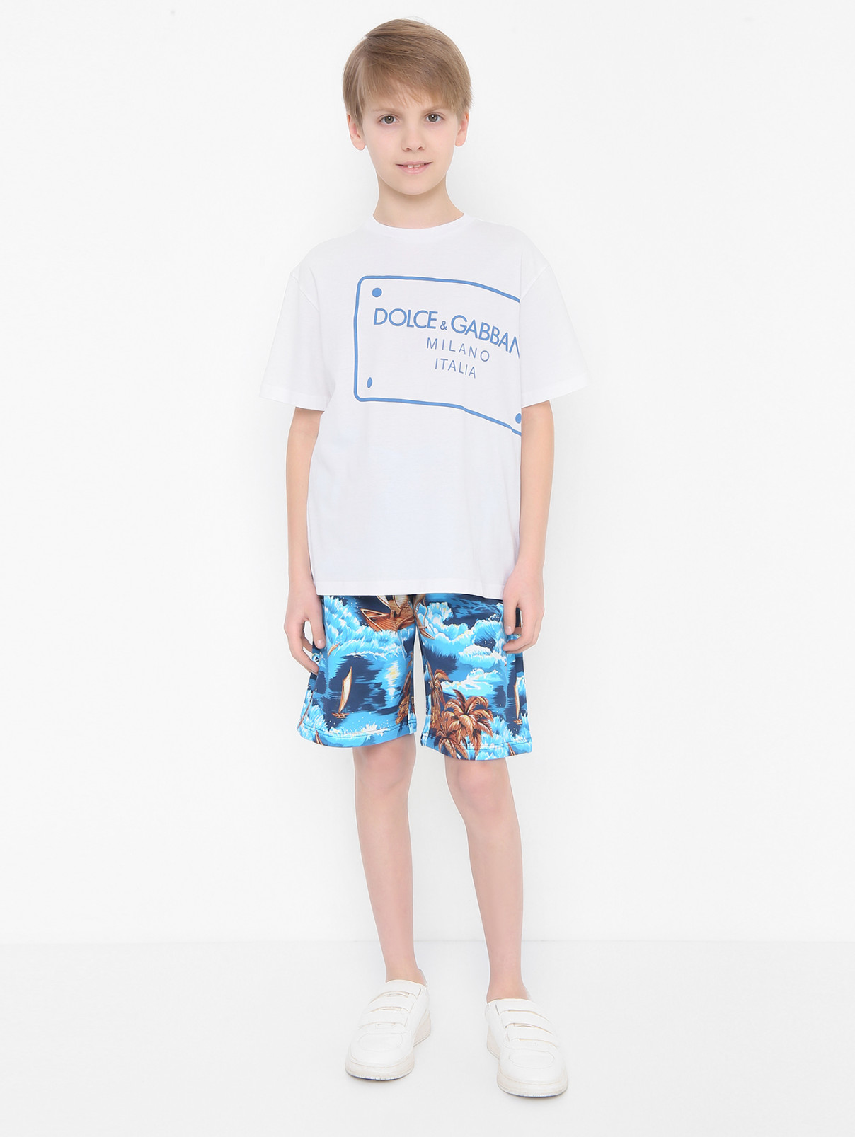 Хлопковые шорты с карманами Dolce & Gabbana  –  МодельОбщийВид  – Цвет:  Узор