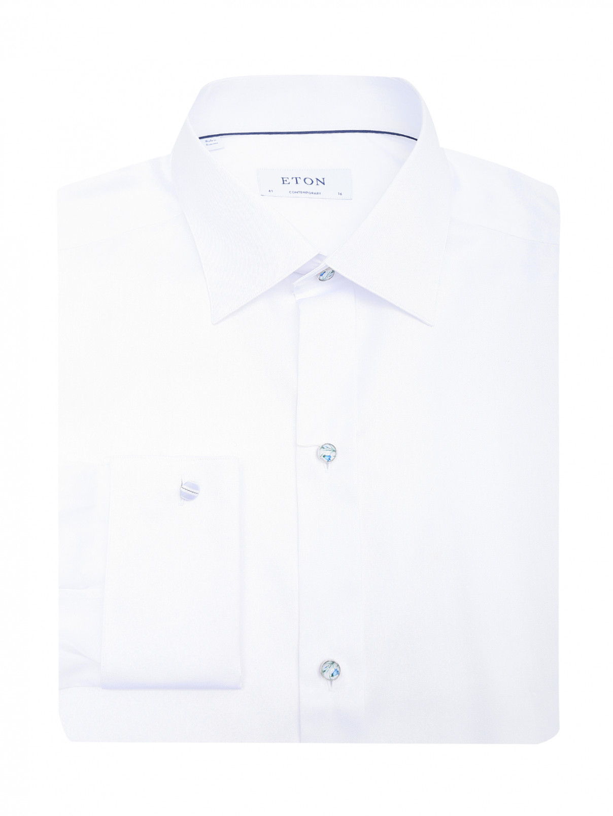 Однотонная рубашка из хлопка Eton  –  Общий вид  – Цвет:  Белый