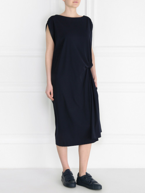 Трикотажное платье-миди из хлопка Jil Sander - Модель Общий вид