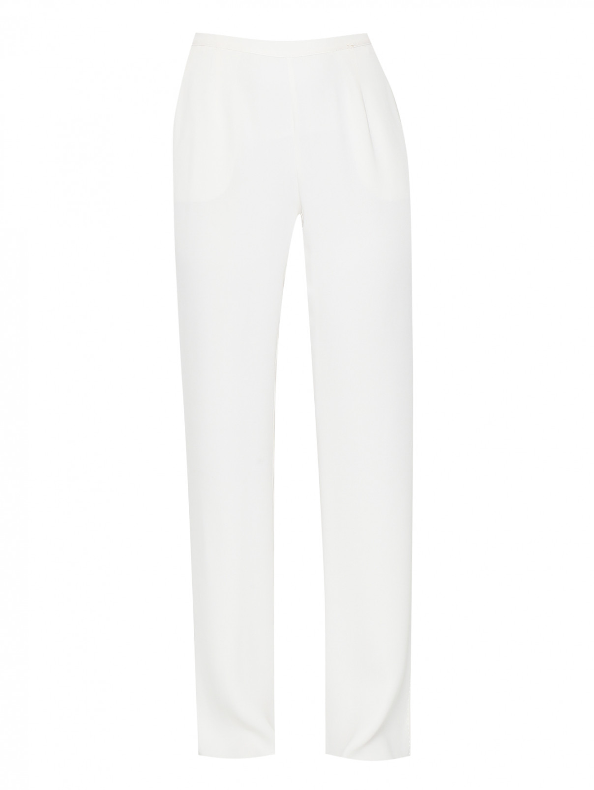 Брюки из шелка прямого кроя с карманами Marina Rinaldi  –  Общий вид  – Цвет:  Белый