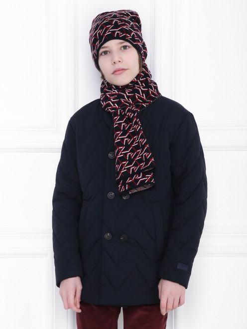 Комплект с узором, шапка и шарф - Общий вид