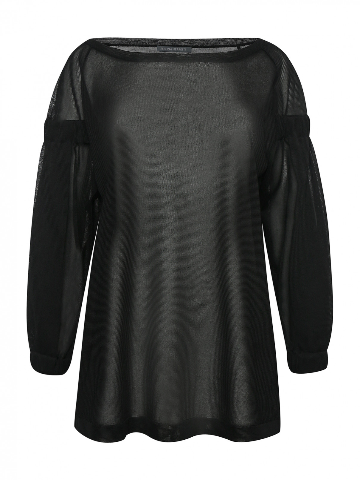 Блуза из полупрозрачного шелка Alberta Ferretti  –  Общий вид  – Цвет:  Черный