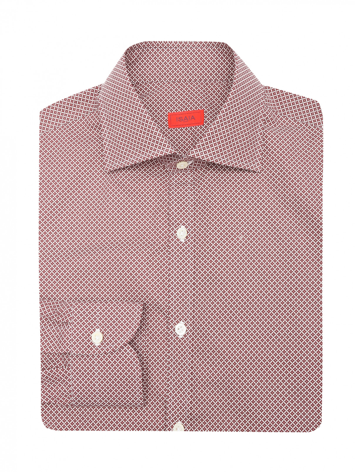 Рубашка из хлопка с узором Isaia  –  Общий вид  – Цвет:  Красный