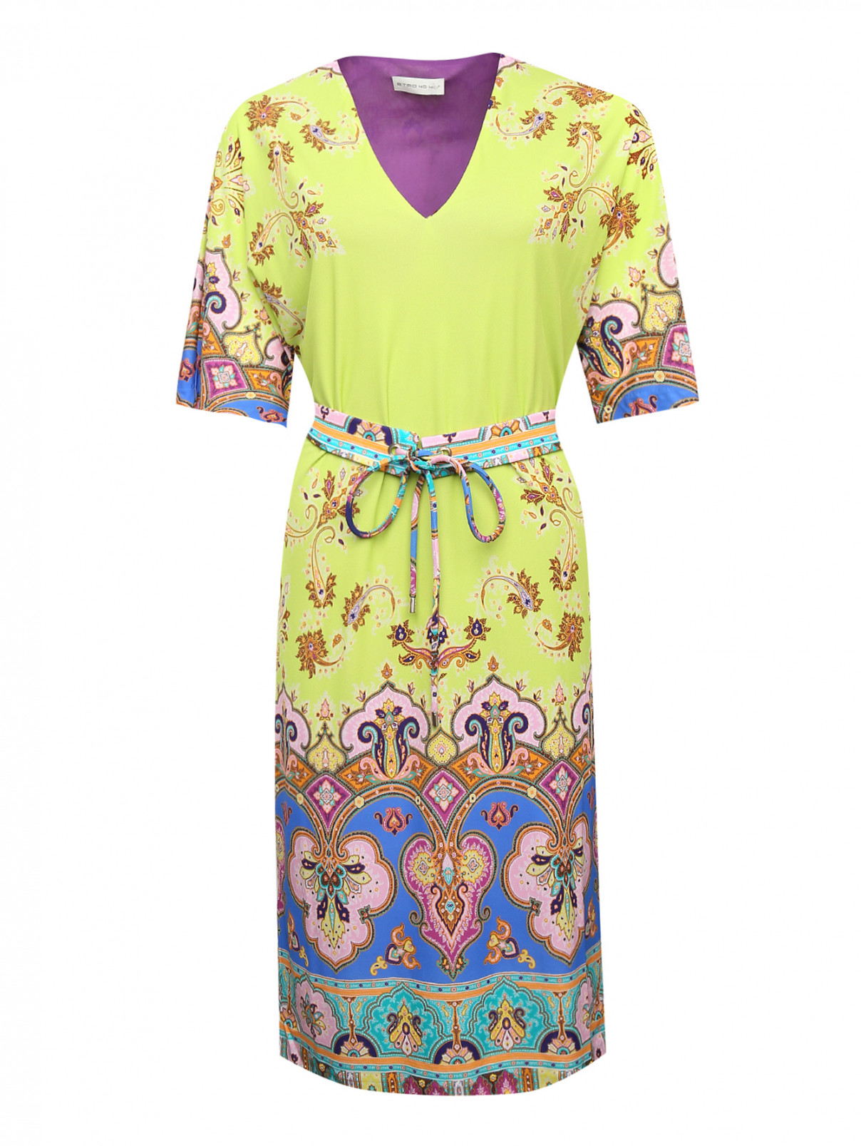 Платье из джерси с принтом пейсли Etro  –  Общий вид  – Цвет:  Зеленый