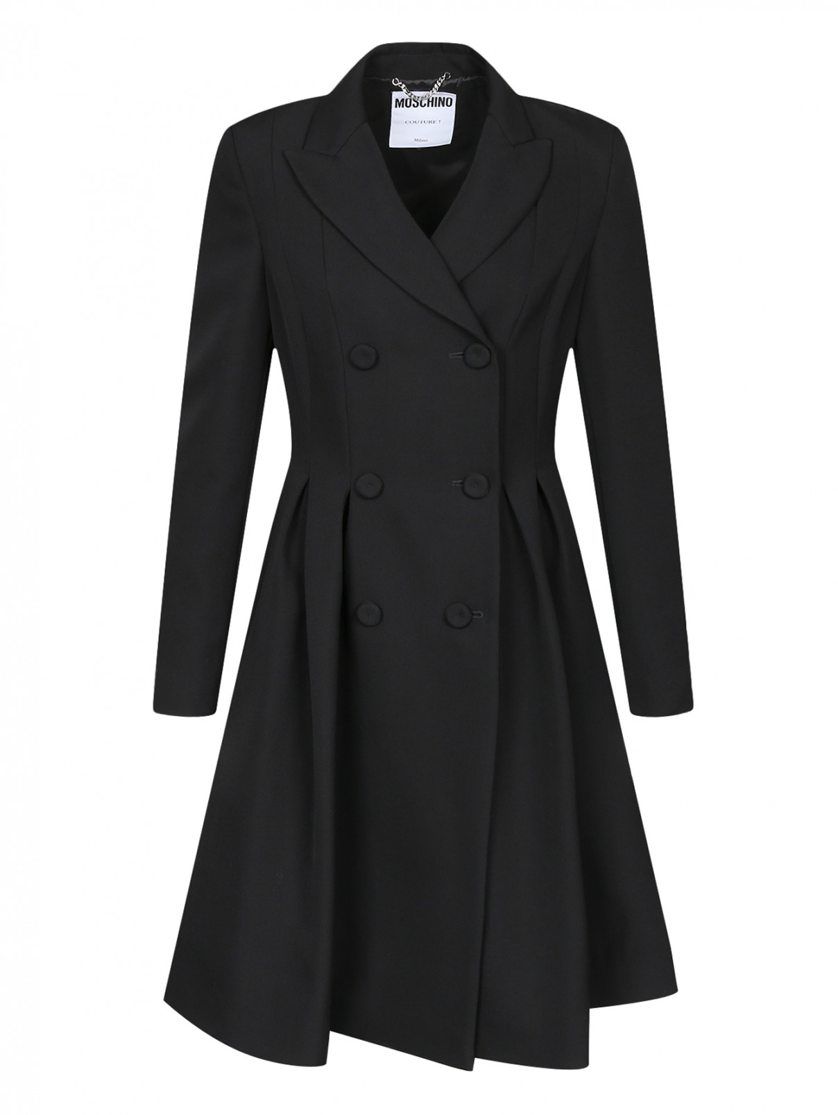 Пальто из шерсти с декоративной вставкой на спине Moschino  –  Общий вид  – Цвет:  Черный