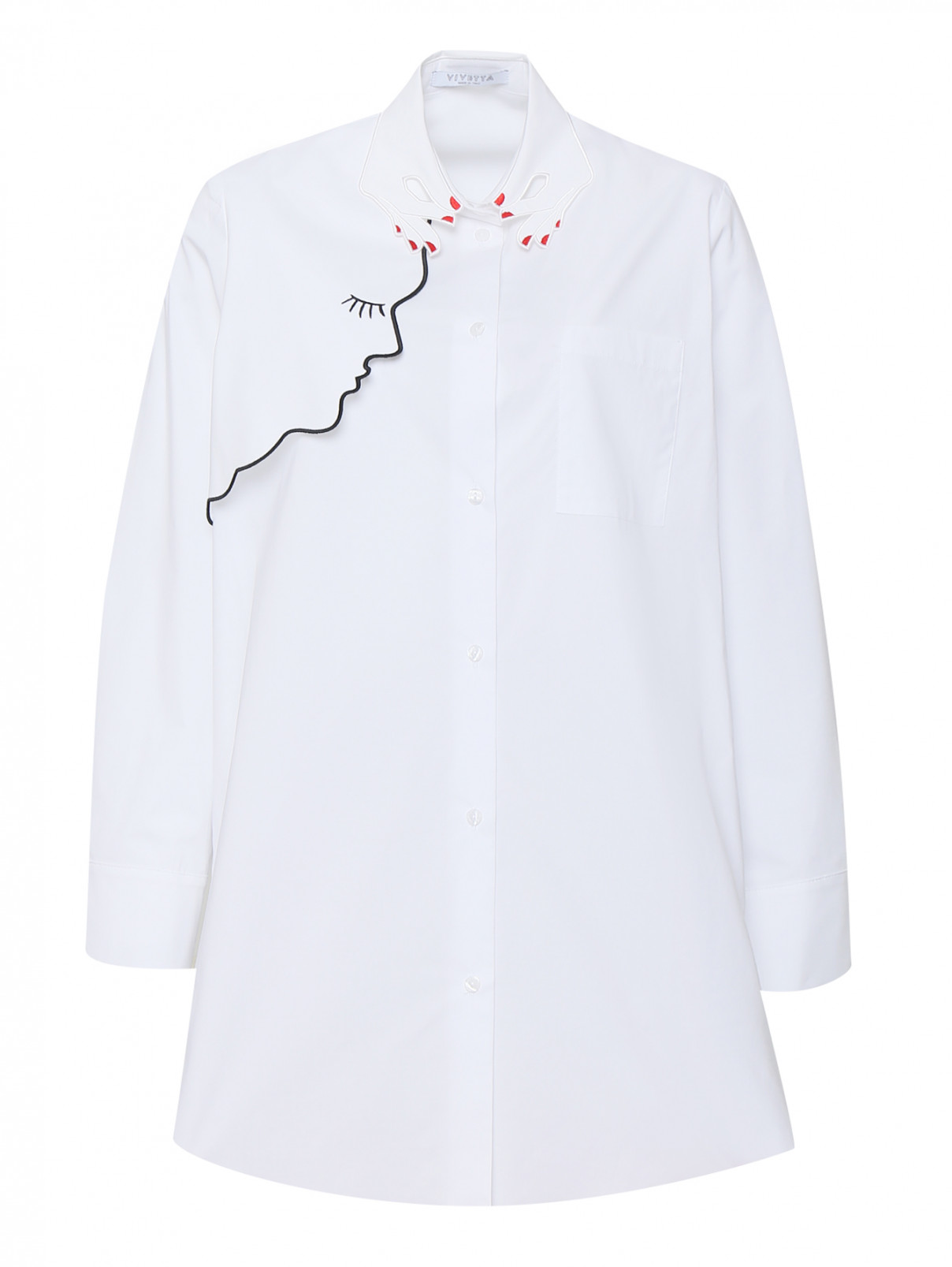 Рубашка из хлопка с декоративной отделкой Vivetta  –  Общий вид  – Цвет:  Белый