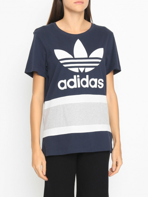 Футболка из хлопка с логотипом Adidas Originals - МодельВерхНиз