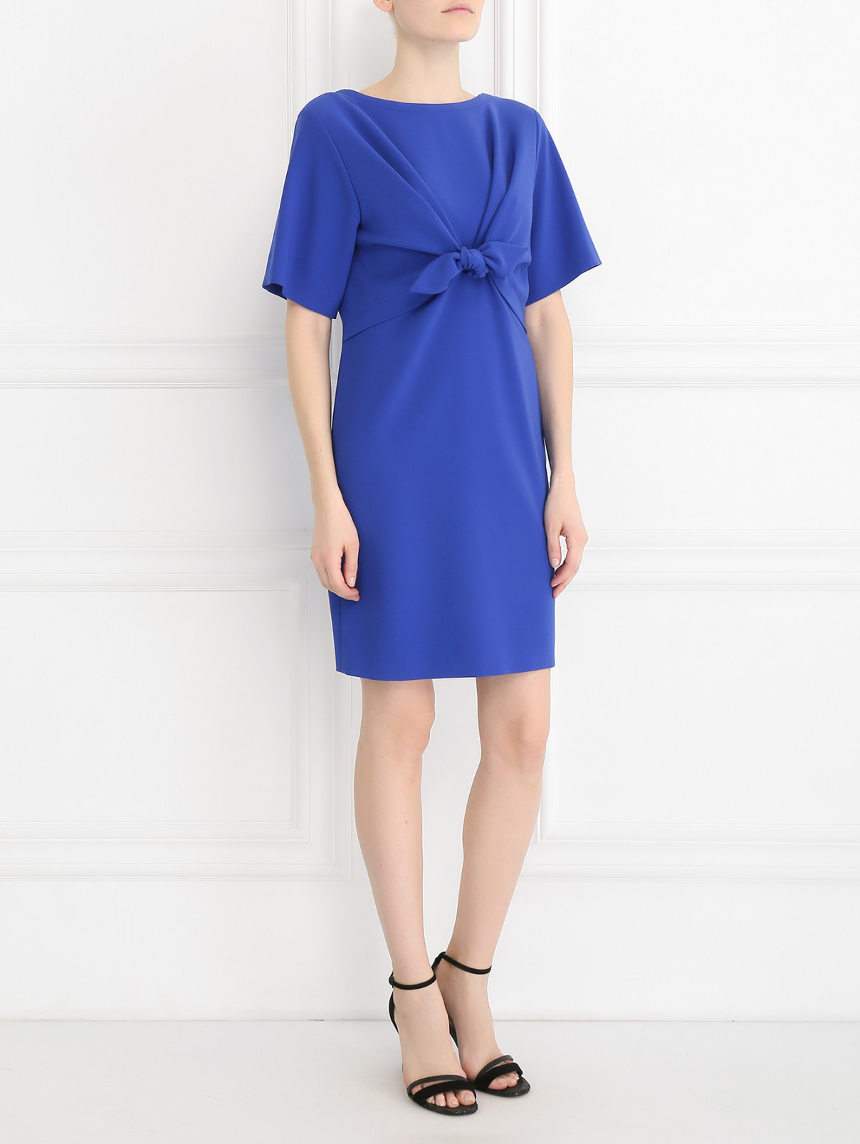Платье свободного кроя, с декоративным бантом Moschino Couture  –  Модель Общий вид  – Цвет:  Синий