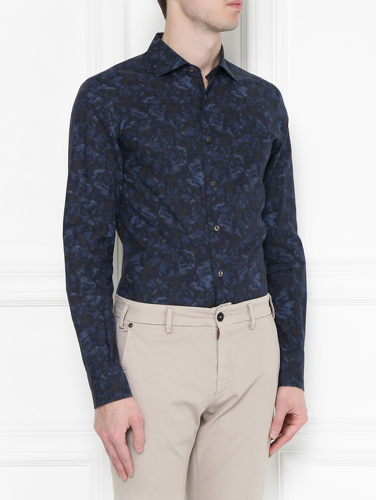 Рубашка из хлопка с узором Andrew Duck  –  МодельВерхНиз  – Цвет:  Синий
