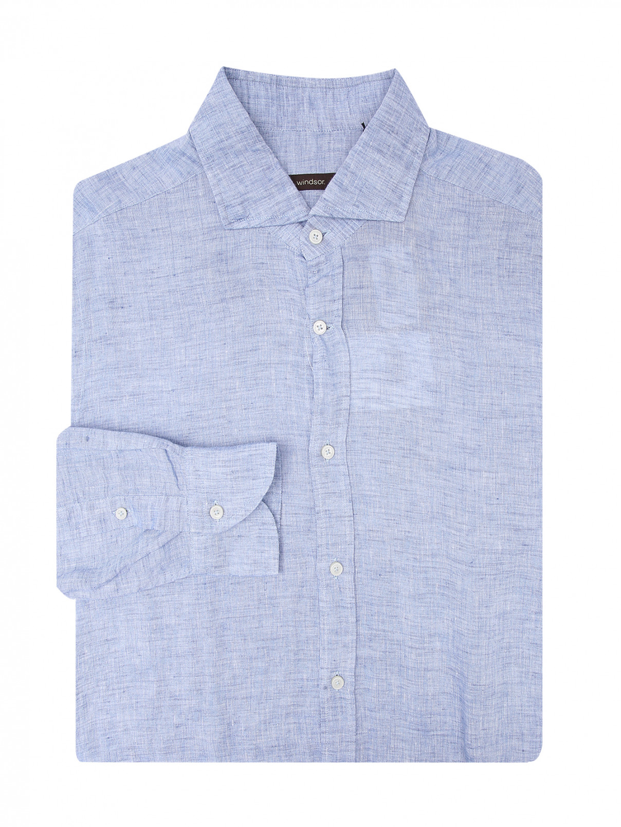 Рубашка из льна Windsor  –  Общий вид  – Цвет:  Синий