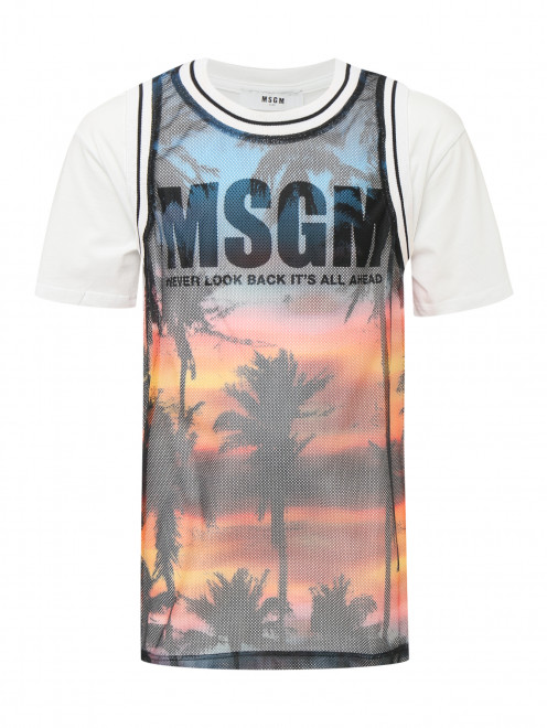 Хлопковая футболка и майка с перфорацией MSGM - Общий вид
