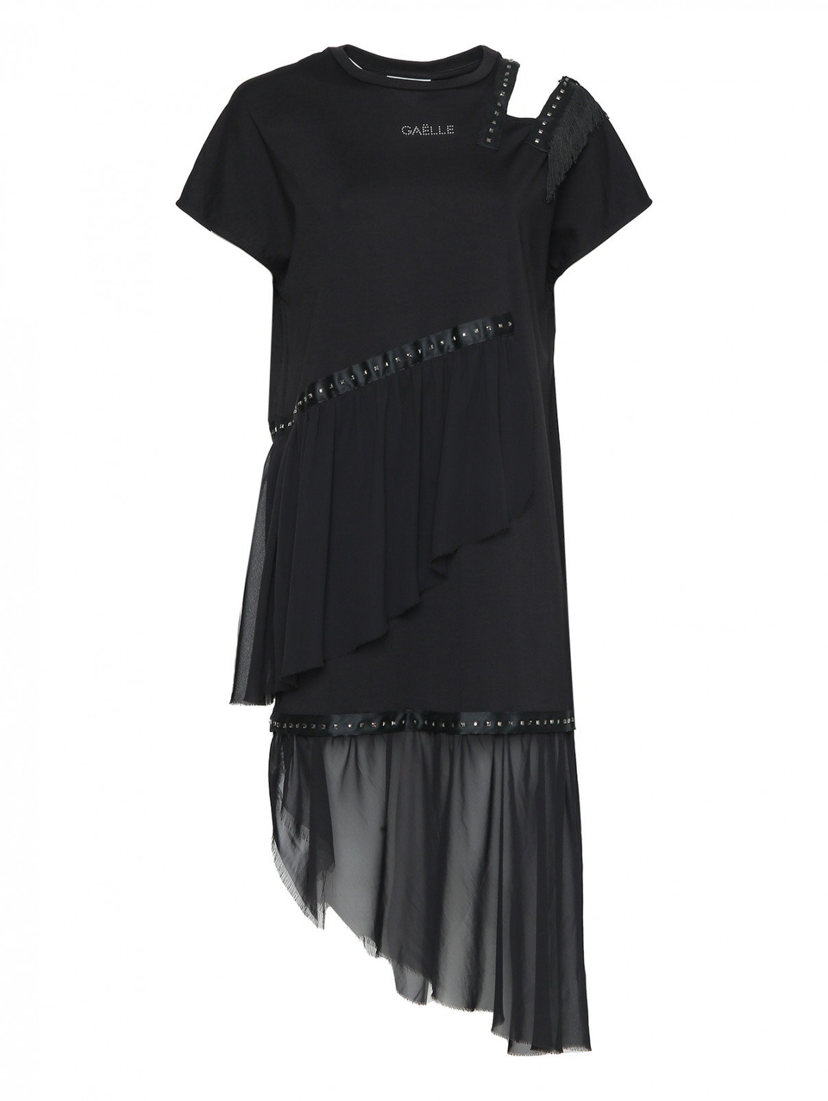 Платье асимметричного кроя GAELLE PARIS  –  Общий вид  – Цвет:  Черный