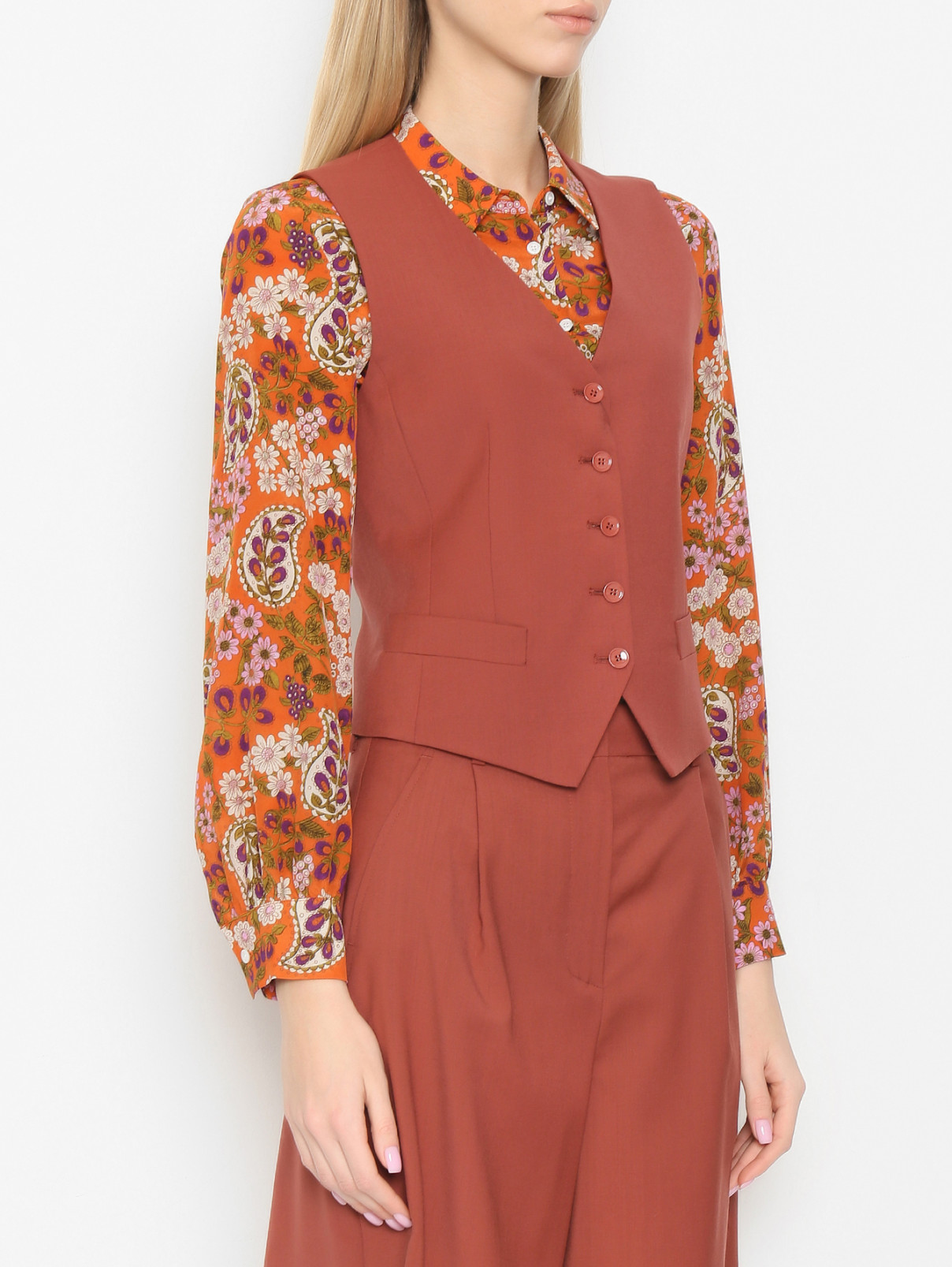 Костюмный жилет из шерсти Weekend Max Mara  –  МодельВерхНиз  – Цвет:  Оранжевый