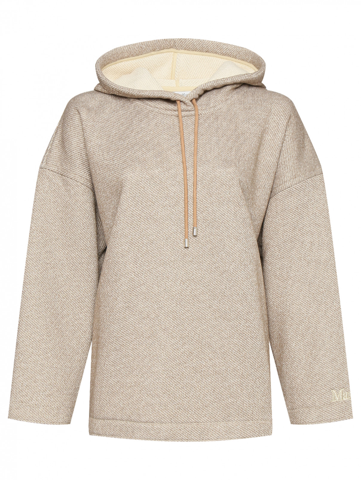 Толстовка из хлопка и вискозы с люрексом Max Mara  –  Общий вид  – Цвет:  Бежевый
