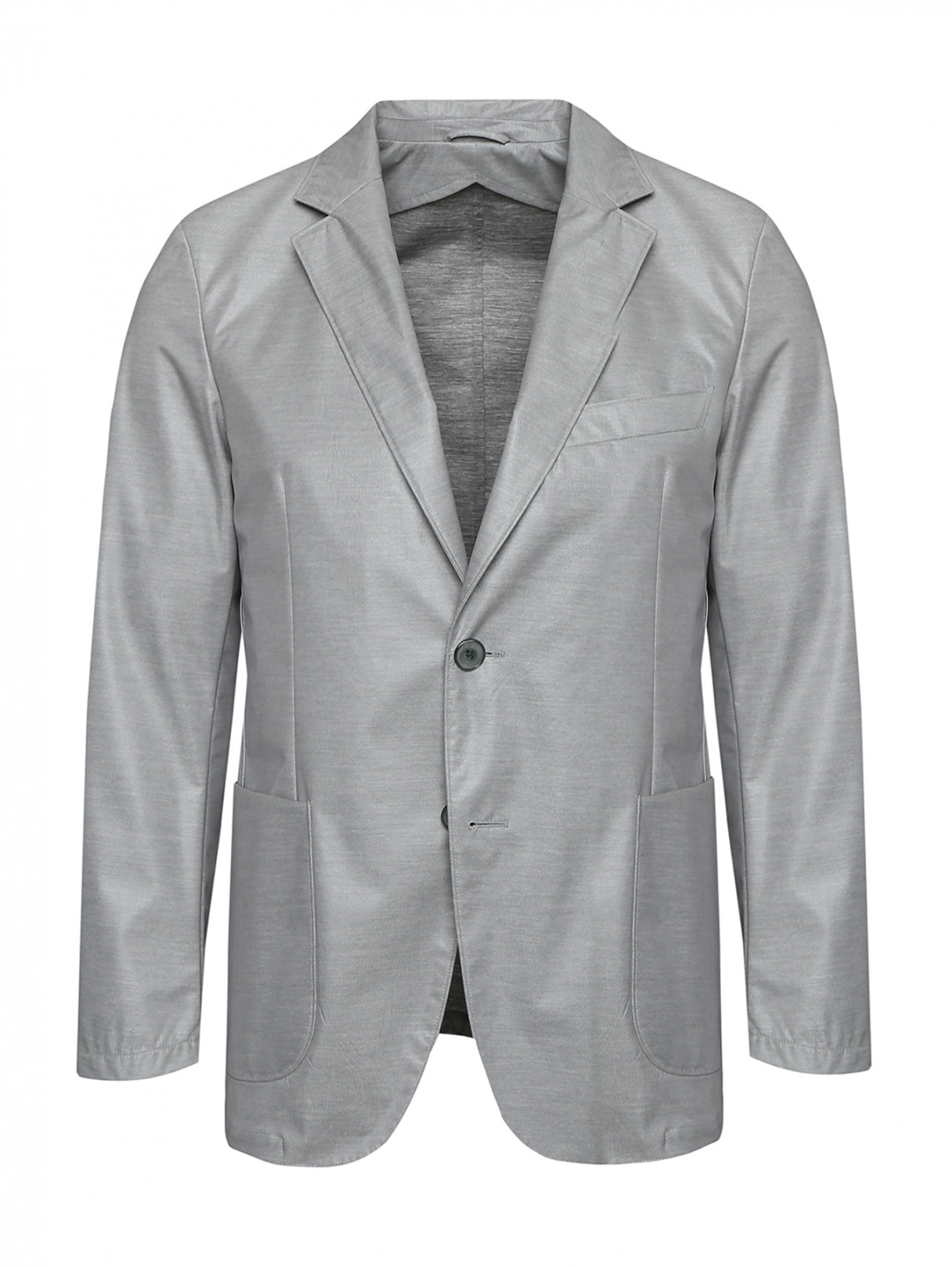 Пиджак однобортный с накладными карманами Belvest  –  Общий вид  – Цвет:  Серый
