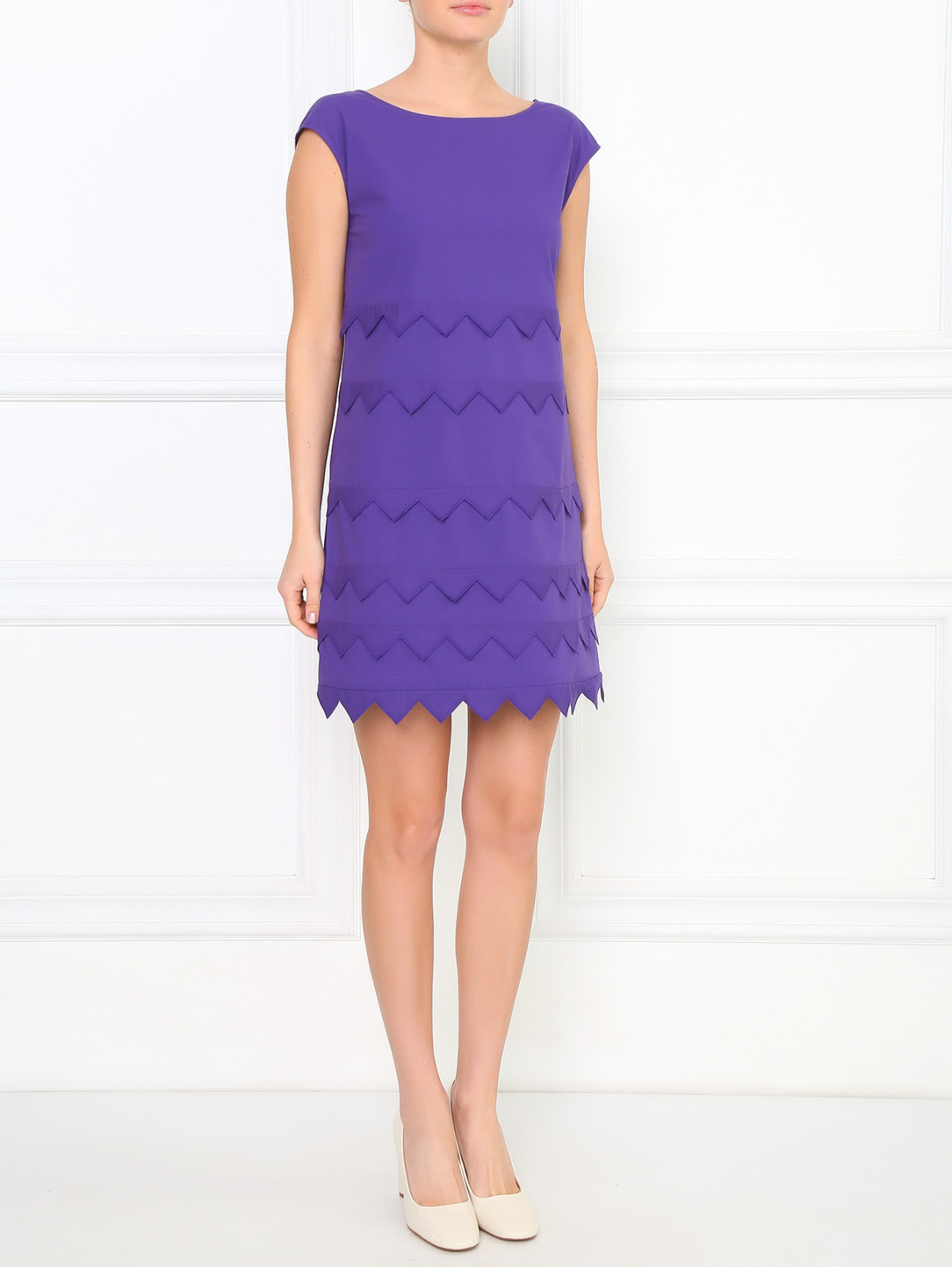 Платье прямого кроя из хлопка Moschino Cheap&Chic  –  Модель Общий вид  – Цвет:  Фиолетовый