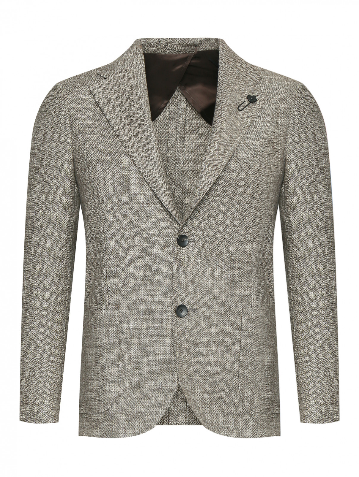 Пиджак из шерсти с добавлением кашемира LARDINI  –  Общий вид  – Цвет:  Бежевый