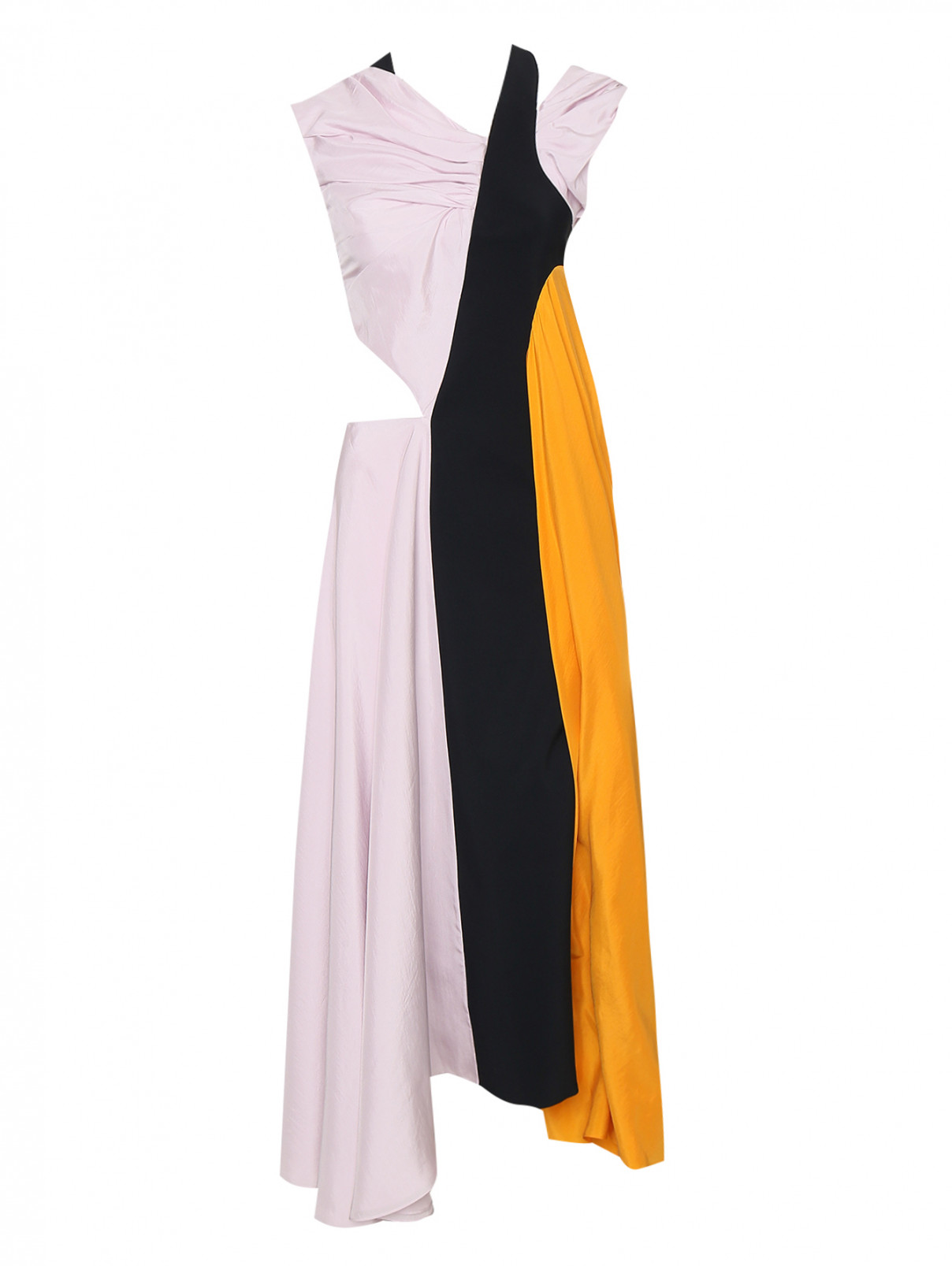 Платье из шелка ассиметричного кроя Nina Ricci  –  Общий вид  – Цвет:  Мультиколор