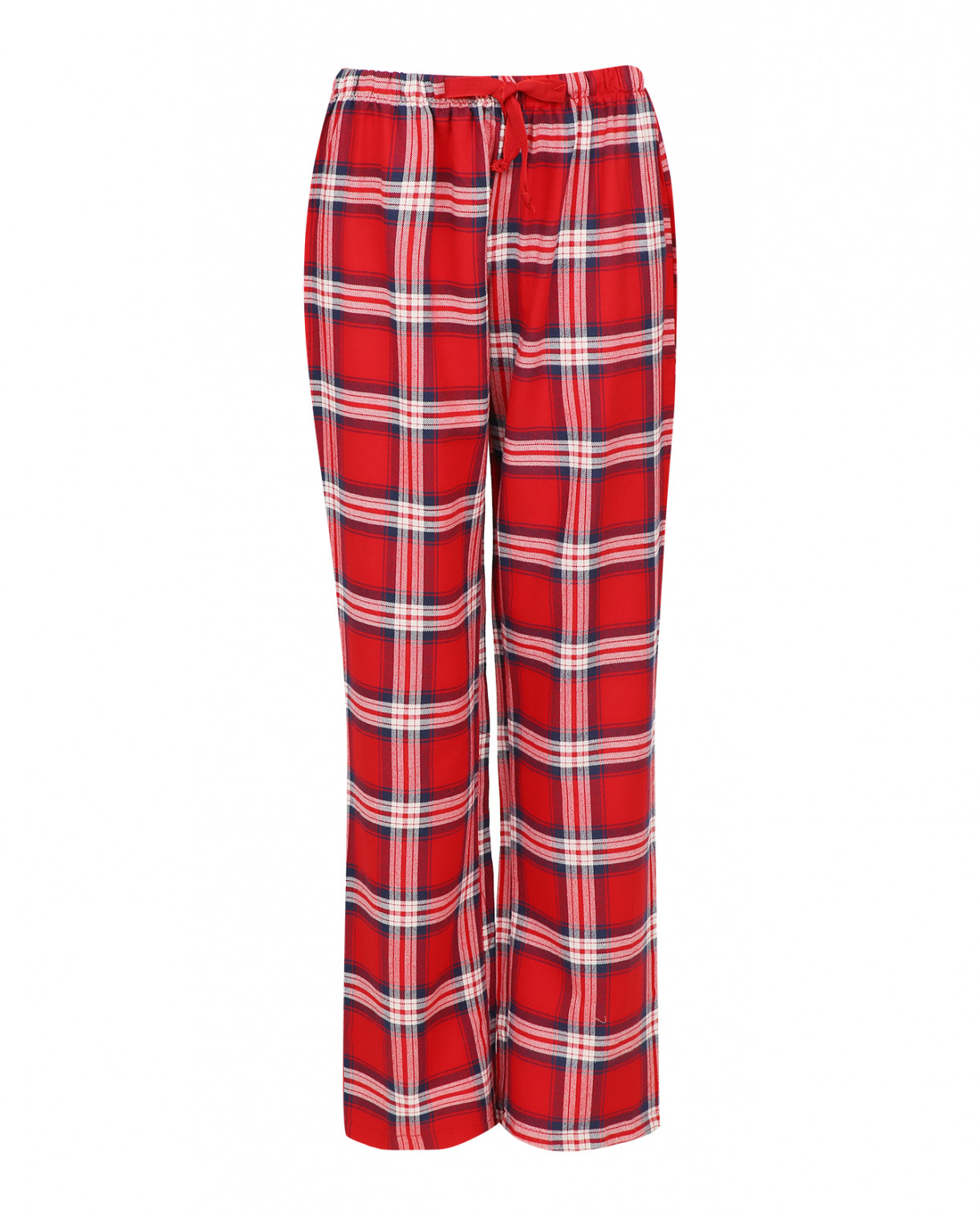 Пижама-кофта и брюки из хлопка с принтом "клетка" bacirubati  –  Общий вид  – Цвет:  Красный