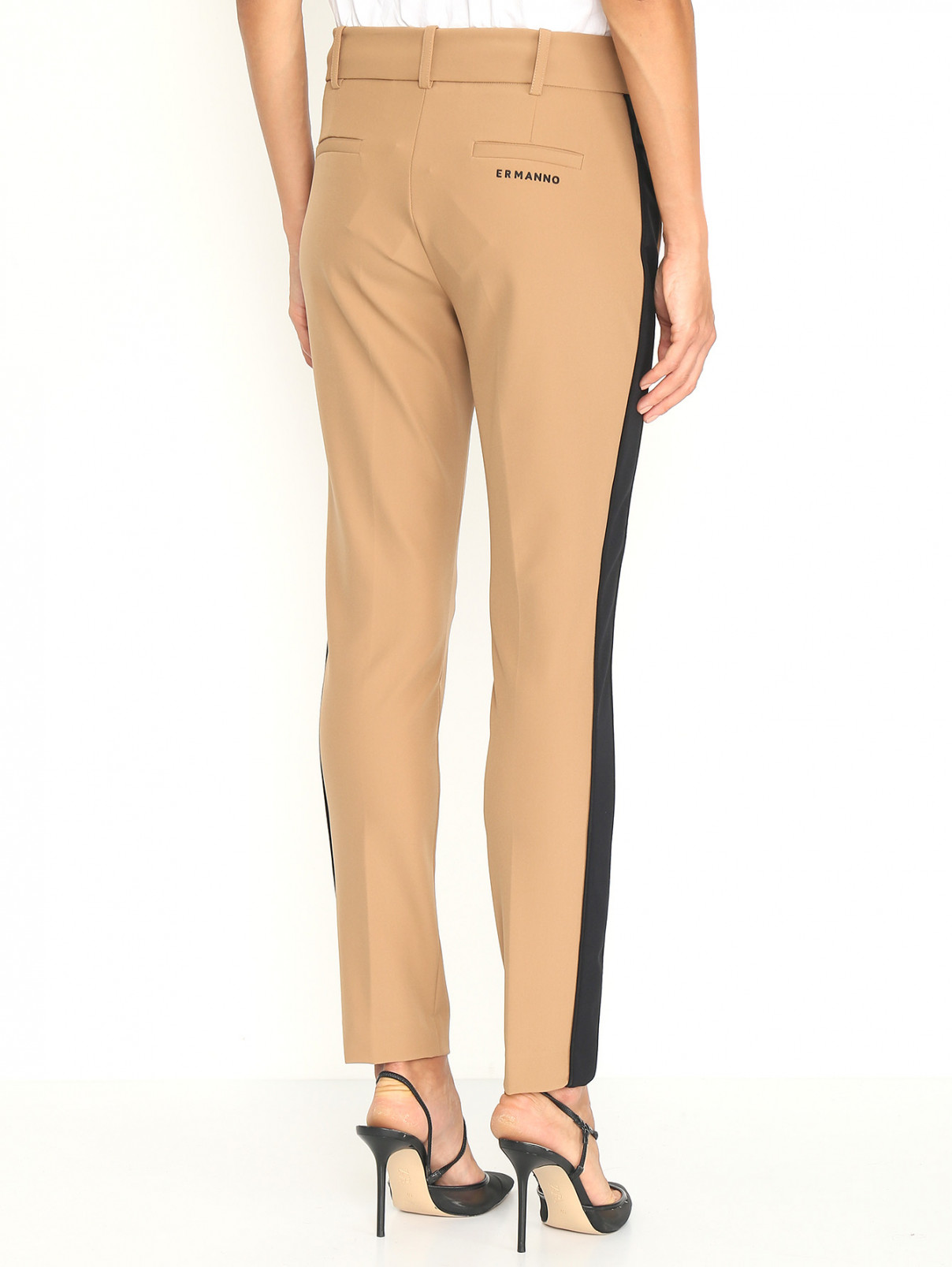 Укороченные брюки с лампасами Ermanno Firenze  –  МодельВерхНиз1  – Цвет:  Бежевый