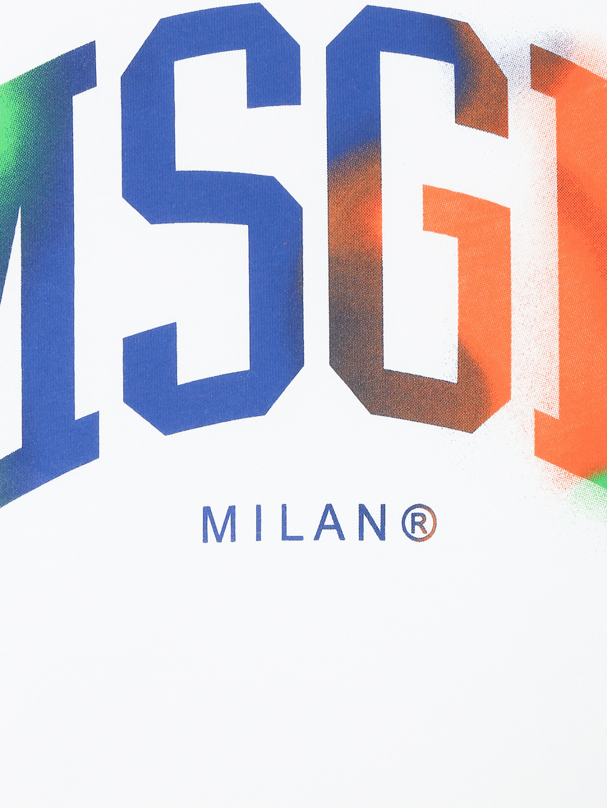 Футболка с контрастным принтом MSGM  –  Деталь  – Цвет:  Белый