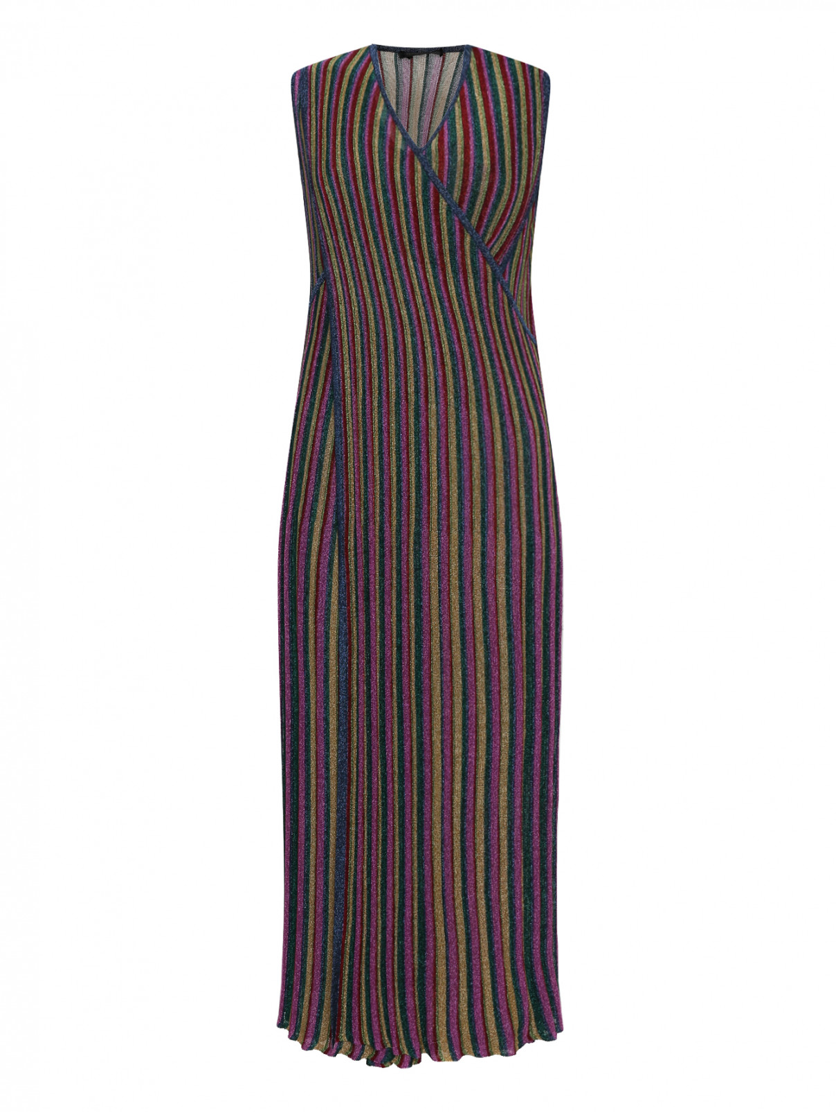 Трикотажное платье с узором "полоска" Marina Rinaldi  –  Общий вид  – Цвет:  Мультиколор