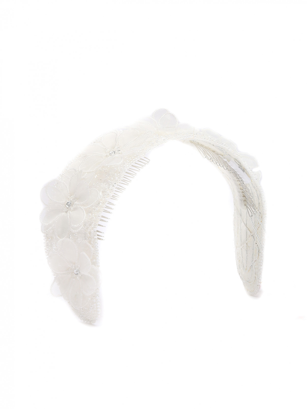 Ободок для волос с кристаллами и бисером Elie Saab  –  Общий вид  – Цвет:  Белый