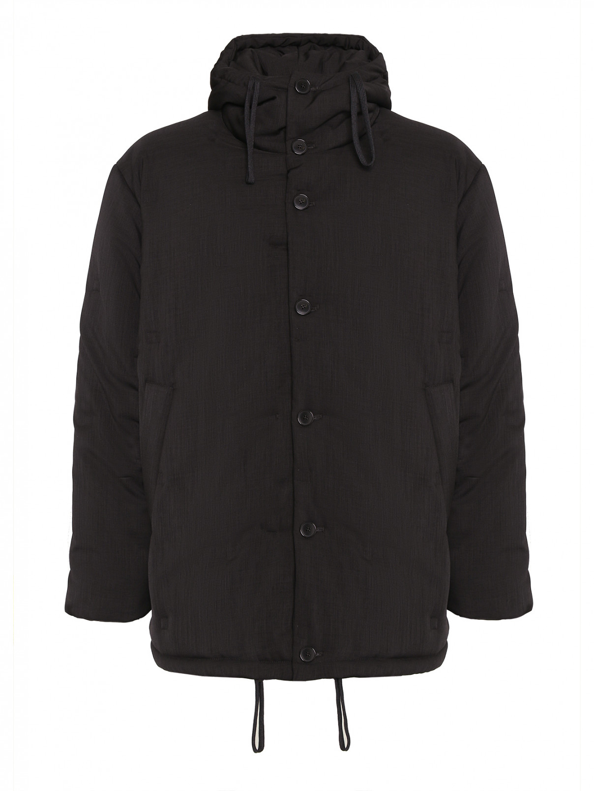 Однотонная куртка с капюшоном Barena  –  Общий вид  – Цвет:  Черный