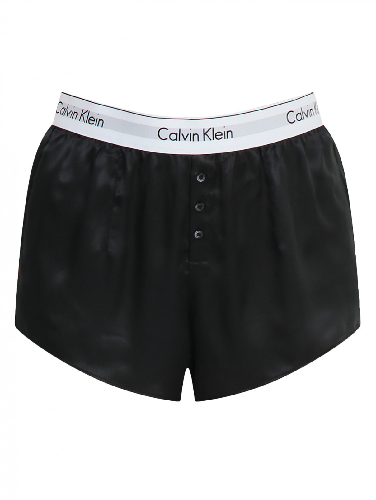 Шорты из шелка с контрастной резинкой Calvin Klein  –  Общий вид  – Цвет:  Черный