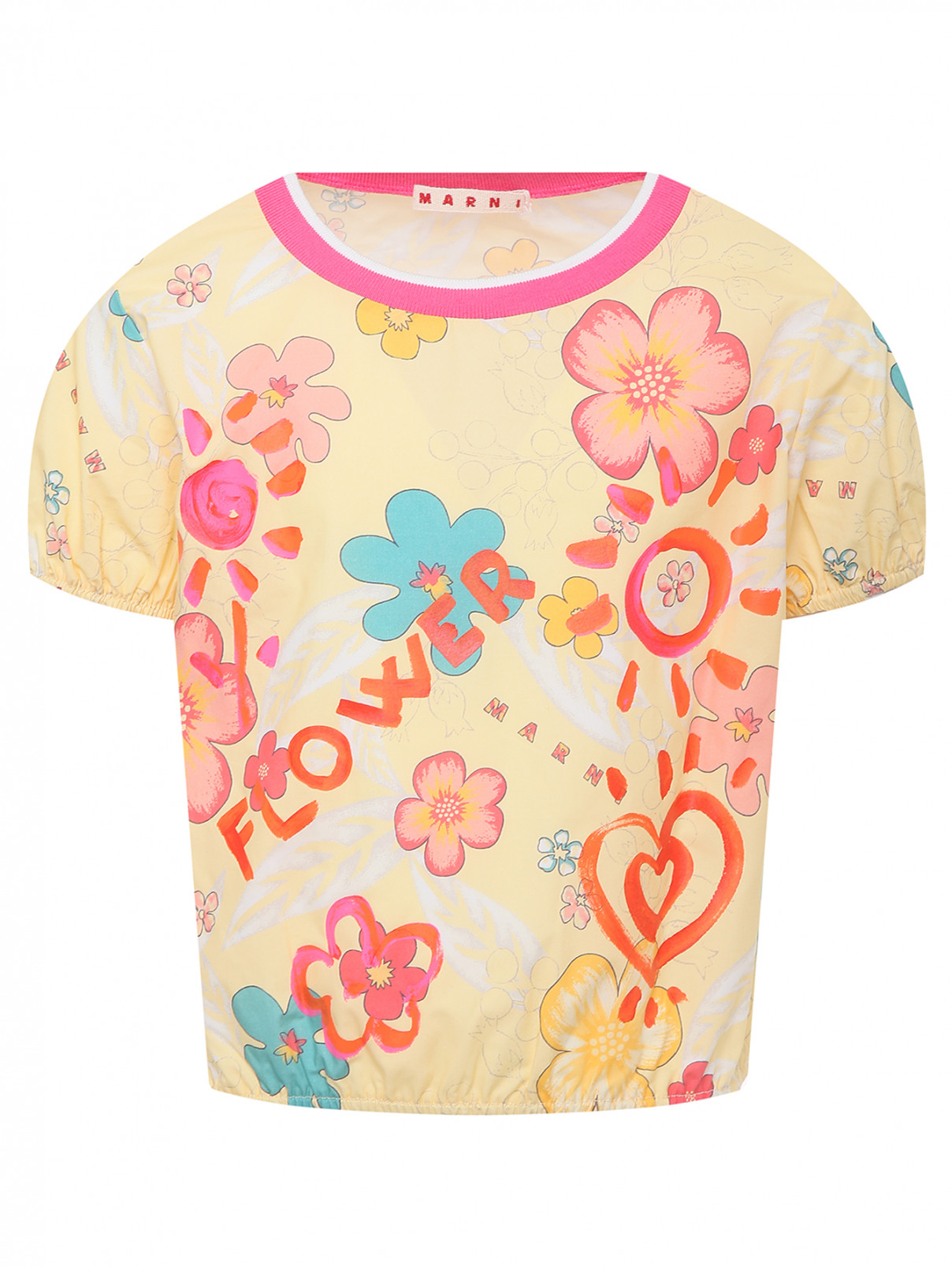 Хлопковая блуза с узором Marni  –  Общий вид  – Цвет:  Узор