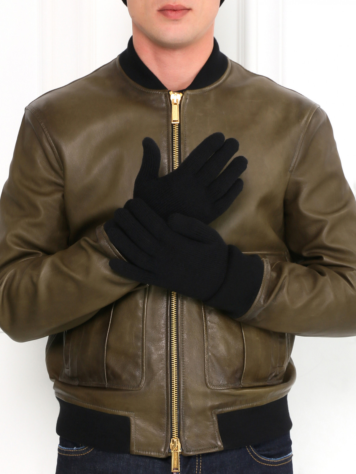Комплект из шапки и перчаток из шерсти с нашивками Dsquared2  –  Модель Общий вид  – Цвет:  Черный