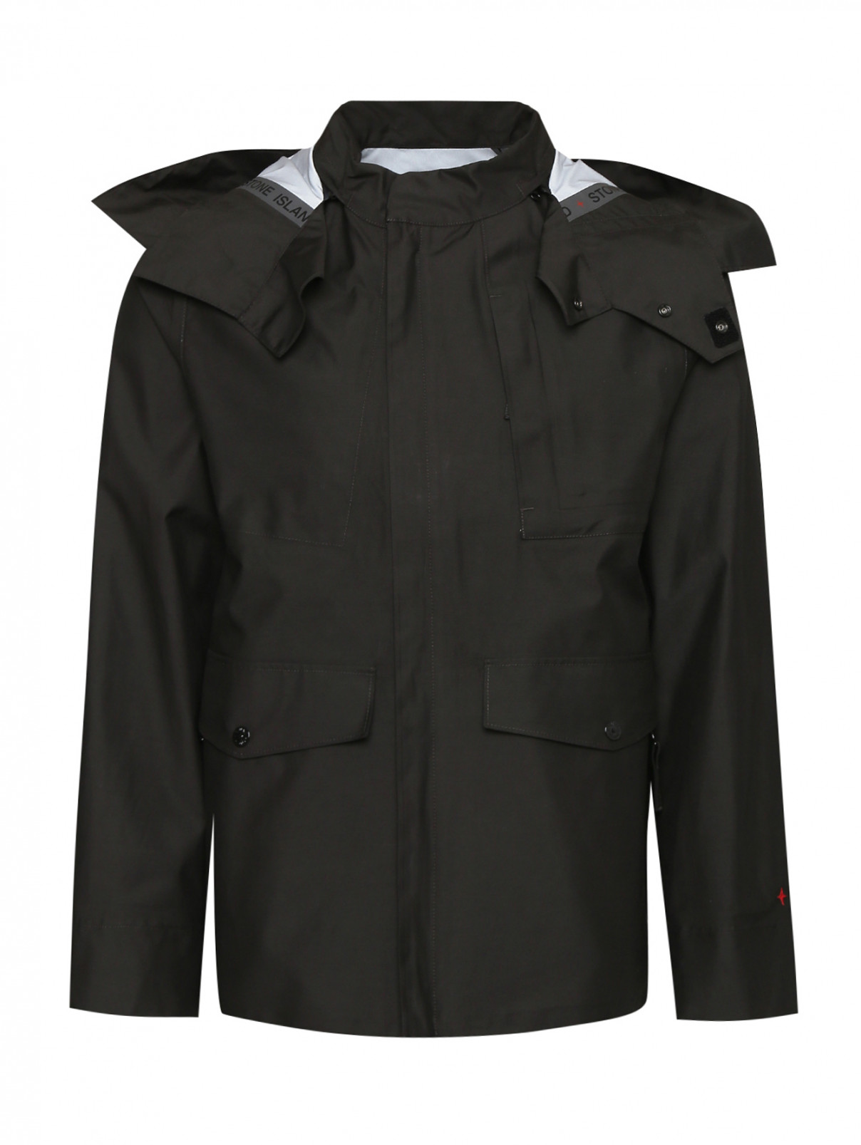 Куртка из хлопка с накладными карманами Stone Island  –  Общий вид  – Цвет:  Черный