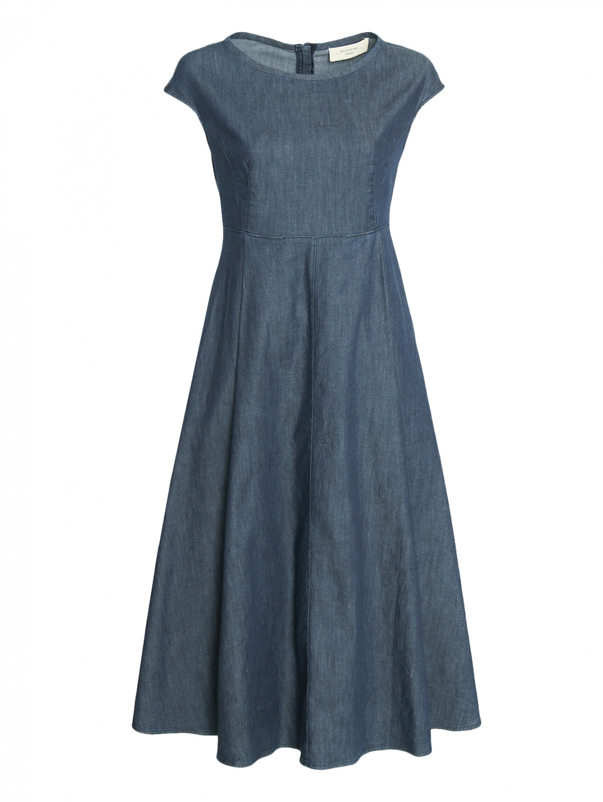 Платье-миди из хлопка с карманами Weekend Max Mara  –  Общий вид  – Цвет:  Синий