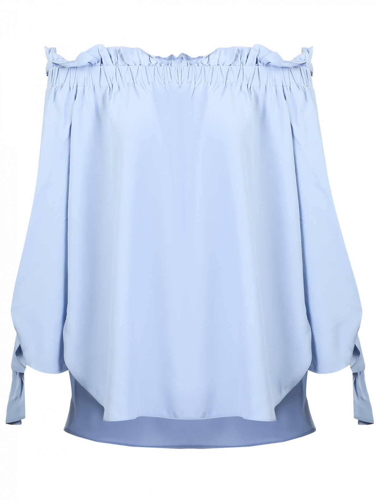 Блуза свободного кроя с открытыми плечами Erika Cavallini  –  Общий вид  – Цвет:  Синий