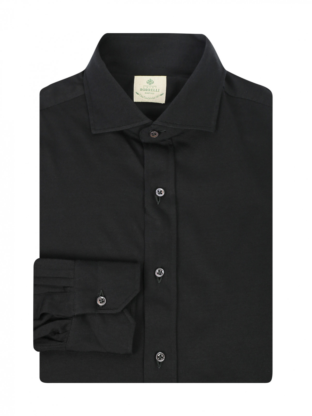 Рубашка из хлопка Borrelli  –  Общий вид  – Цвет:  Черный