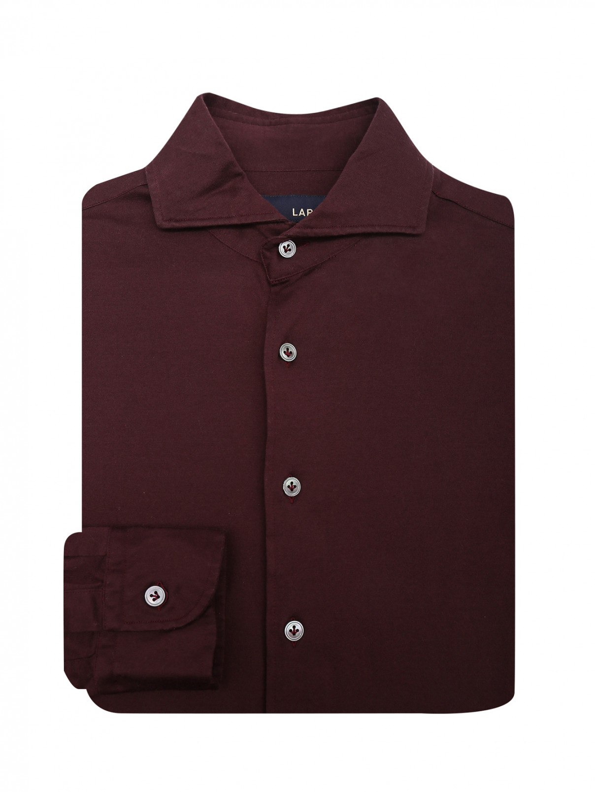 Трикотажная рубашка из хлопка LARDINI  –  Общий вид  – Цвет:  Фиолетовый