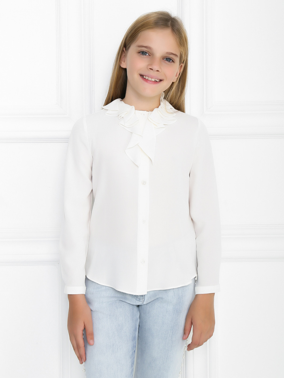 Блуза из шелка с воланами Gucci  –  МодельВерхНиз  – Цвет:  Белый